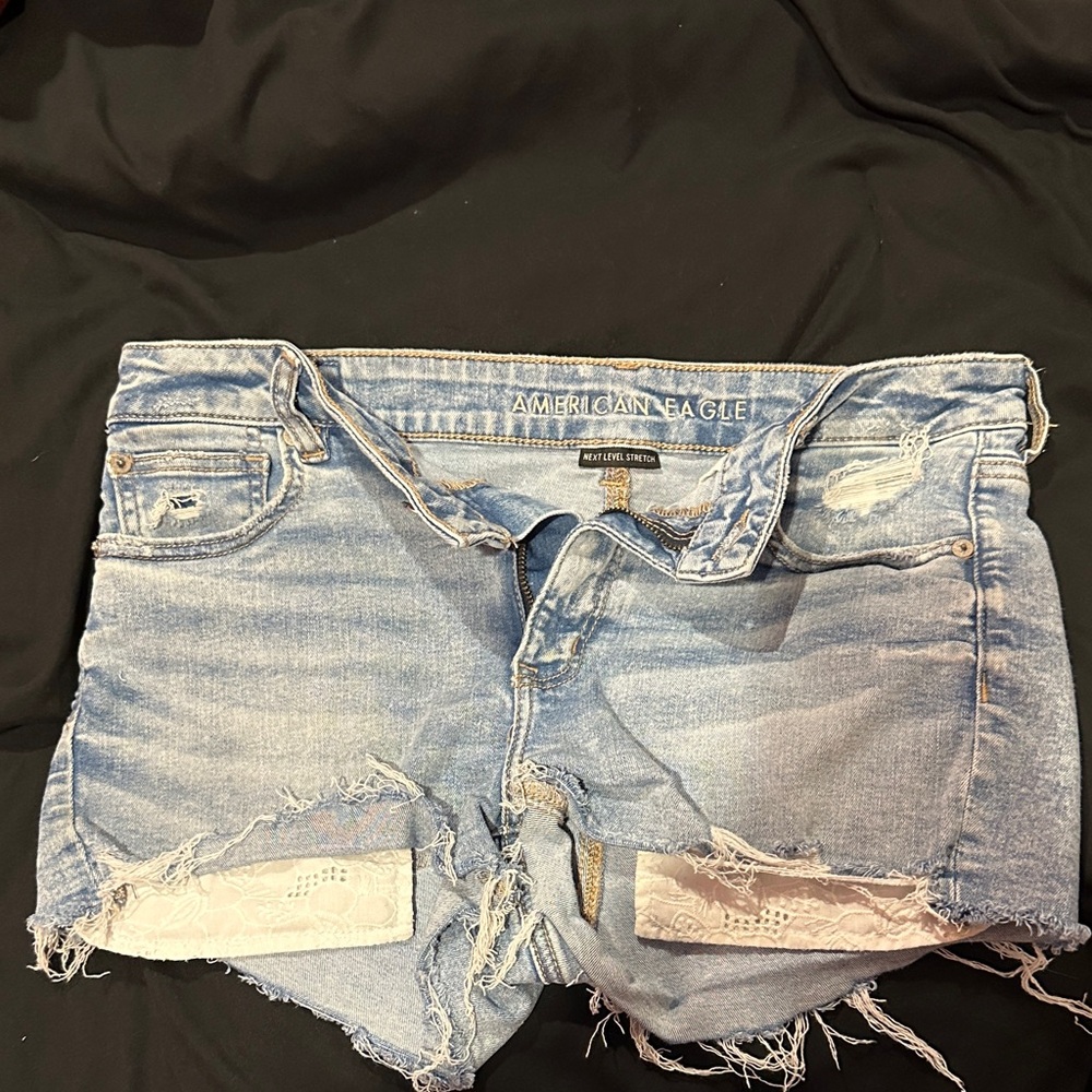 American Eagle Outfitters Light Blue High Waist Denim Shorts